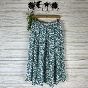 Vintage Talbots White Floral Garden Pleated Maxi Dress